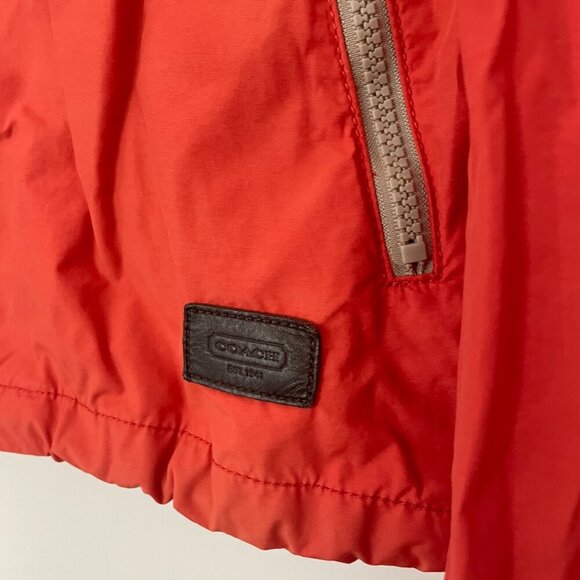 COACH Jacket Women Small Orange Hooded Full Zip Windbreaker Outdoor Designer - Picture 15 of 16